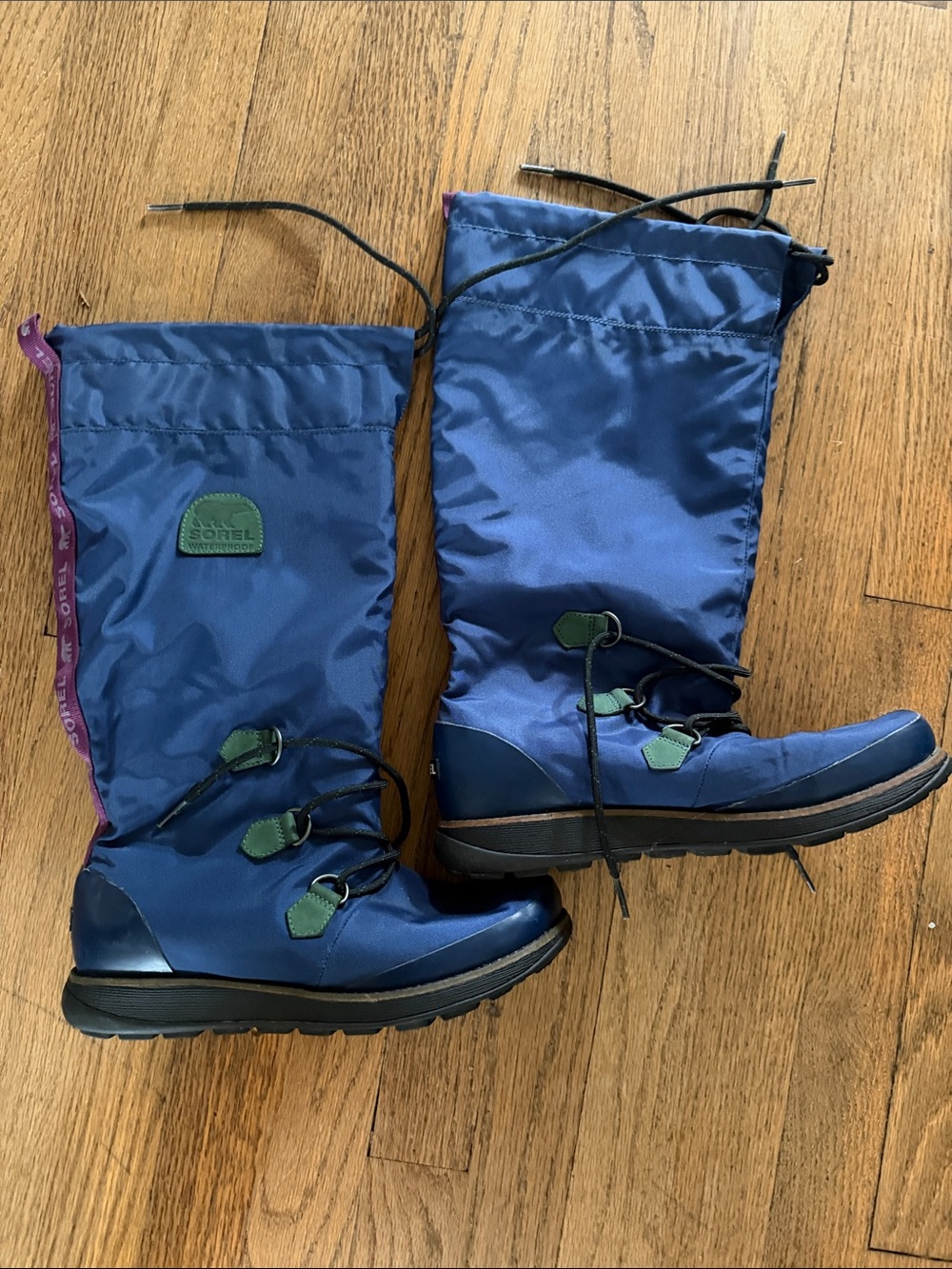 Sorel Navy Blue Tall Lace-Up Winter Boots